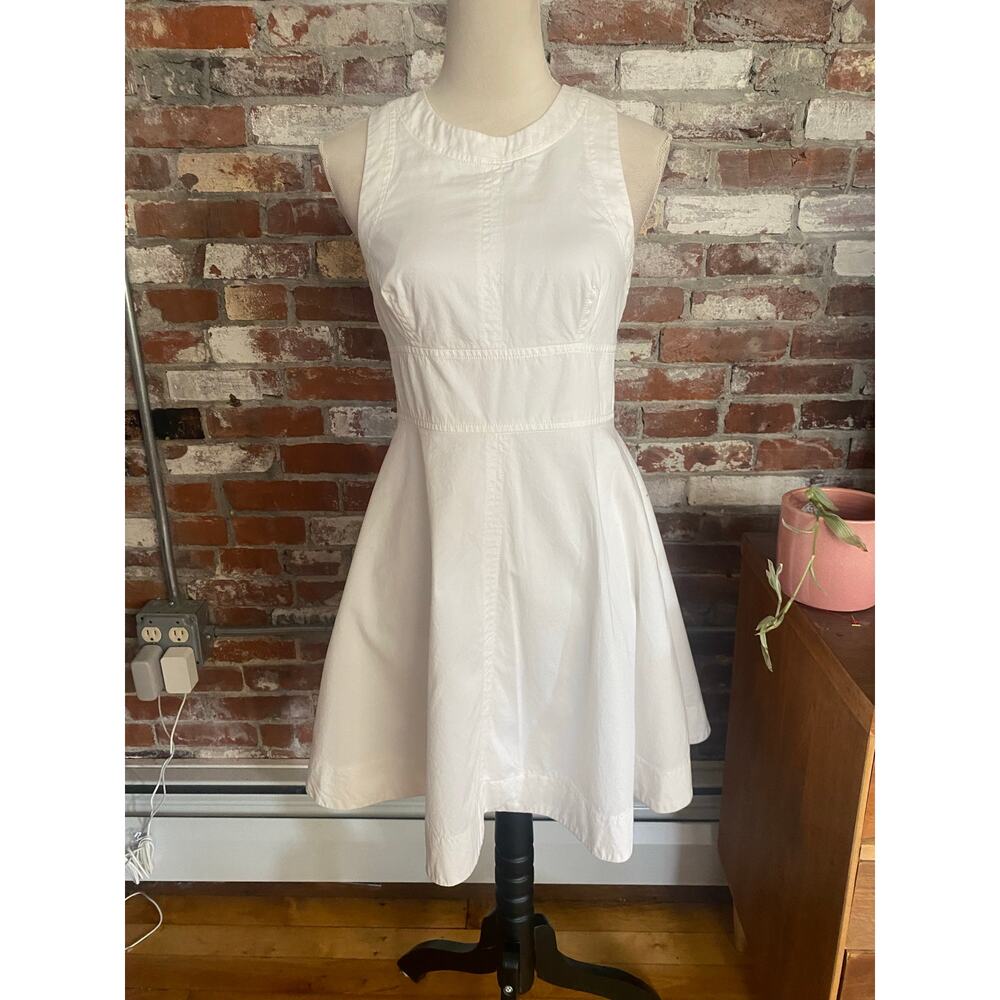 French Connection White Cotton Fit & Flare Mini Dress Sz 8 Sleeveless Sundress